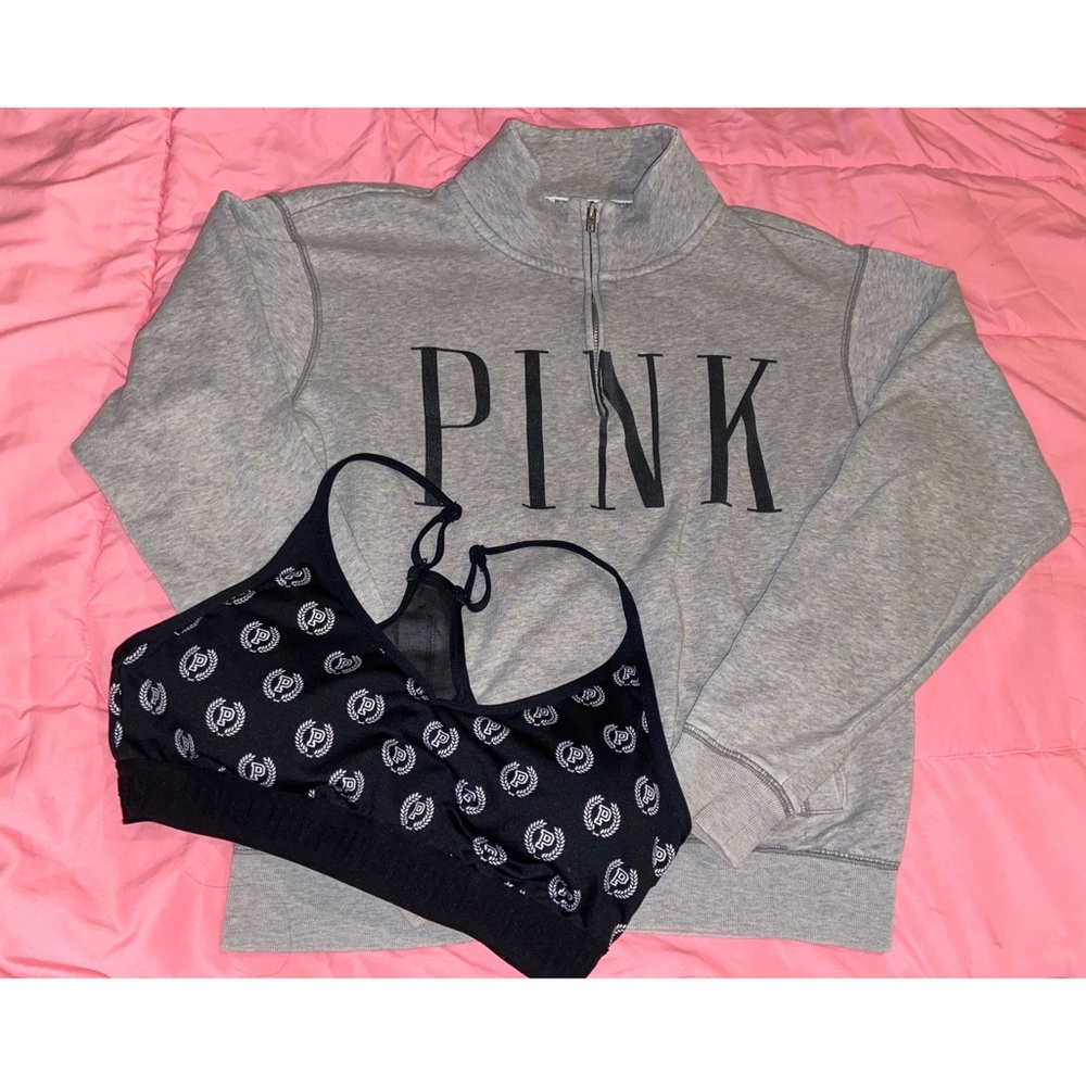 ‼️SOLD‼️PINK Victoria Secret quarter zip up hoodie